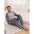 thumbnail image 5 of GIRUNS Men's Pajamas Set Long Sleeve Sleepwear Soft Loungewear Pants Pjs Sets with Pockets Black White Plaid 2XL, 5 of 7