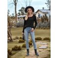 thumbnail image 5 of Long Sleeve Shirts for Women Trendy Casual Square Neck TopsSweaters Black XXL, 5 of 9