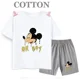 thumbnail image 3 of Conjunto de pantalones cortos de manga corta de verano para niños, camiseta de dibujos animados de Disney Mickey y pantalones, conjunto de 2 piezas, ropa linda para niñas y niños pequeños, 3 of 5