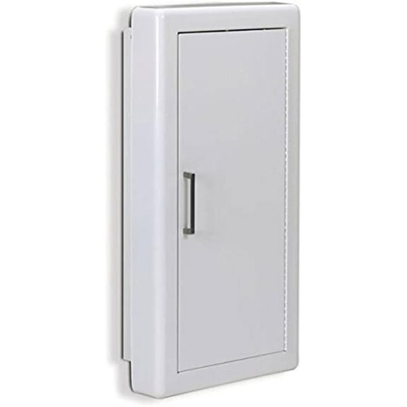 Jl Industries Fire Extinguisher Cabinet White, Semi-Rec, 3" Trim, Solid Door 1017S21