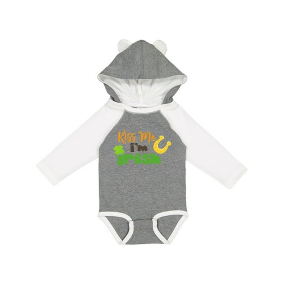 Inktastic Saint Patrick's Day, Clovers, Kiss Me I'm Irish Boys or Girls Long Sleeve Baby Bodysuit