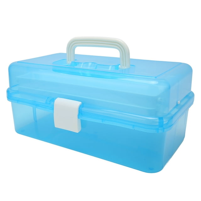 3 Layers Storage Box, Transparent Lid Plastic Portable Storage Box Sturdy Non Deformable Storage Case with Handle Art Craft Storage Box for Cosmetics Jewelry Nail Tools