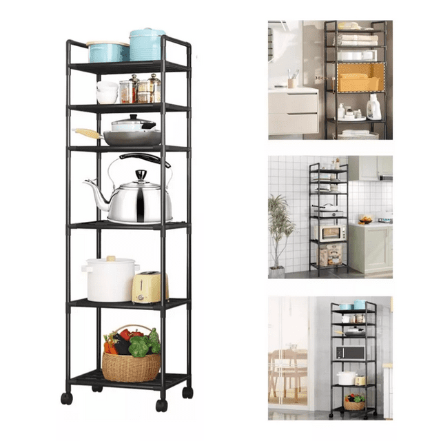 Estante Anaquel YASHUBAO de Metálico 6 Niveles para Cocina Baño, Negro