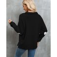 thumbnail image 6 of Sweaters for Women Lapel Mock Neck Quarter Zip Sweaters Elbow Heart Patch Pullover Sweaters with Side Split Shermie, 6 of 6
