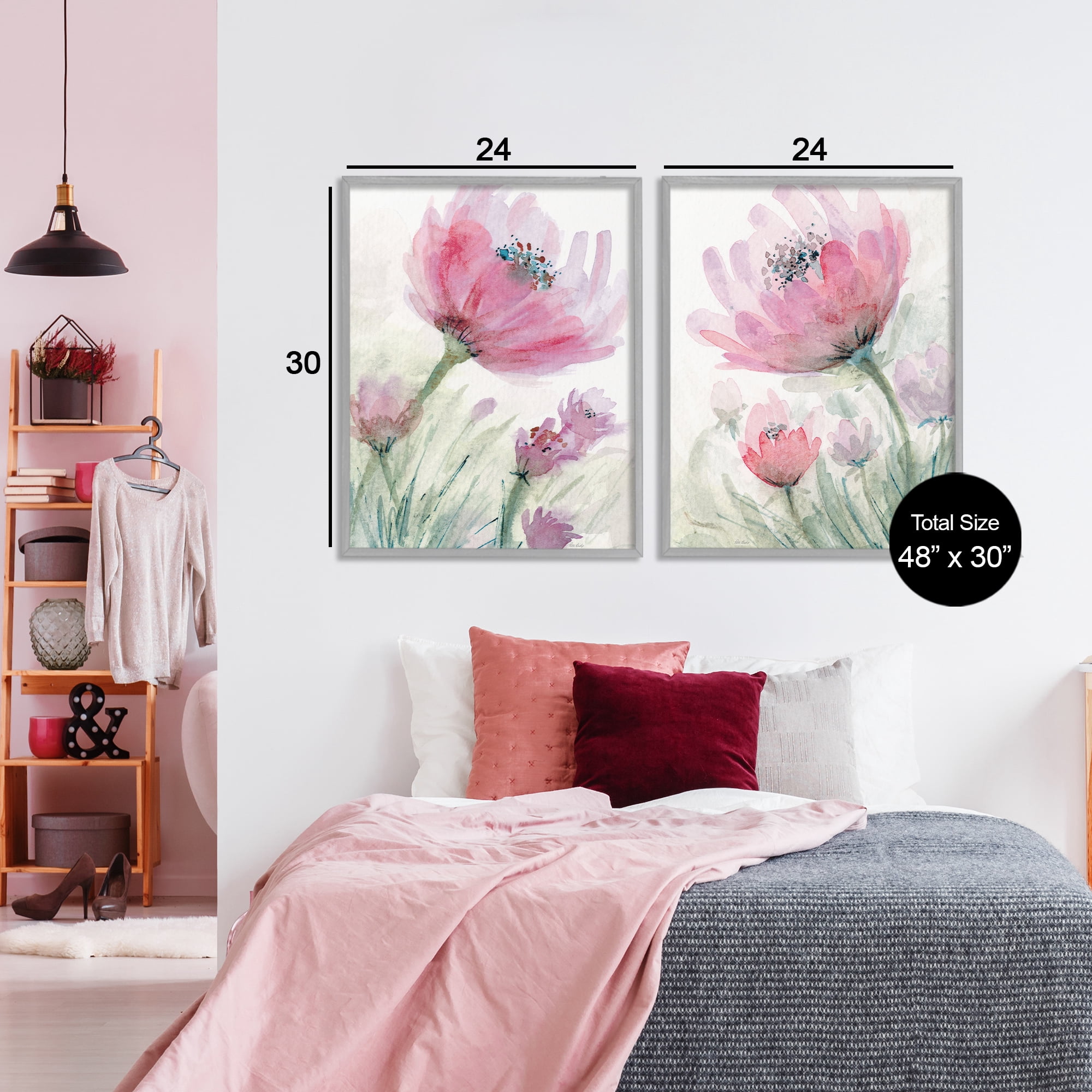 Stupell Industries Speckled Flower Stamens 2 Piece Gray Framed Giclee Art Set, design by Patti Bishop