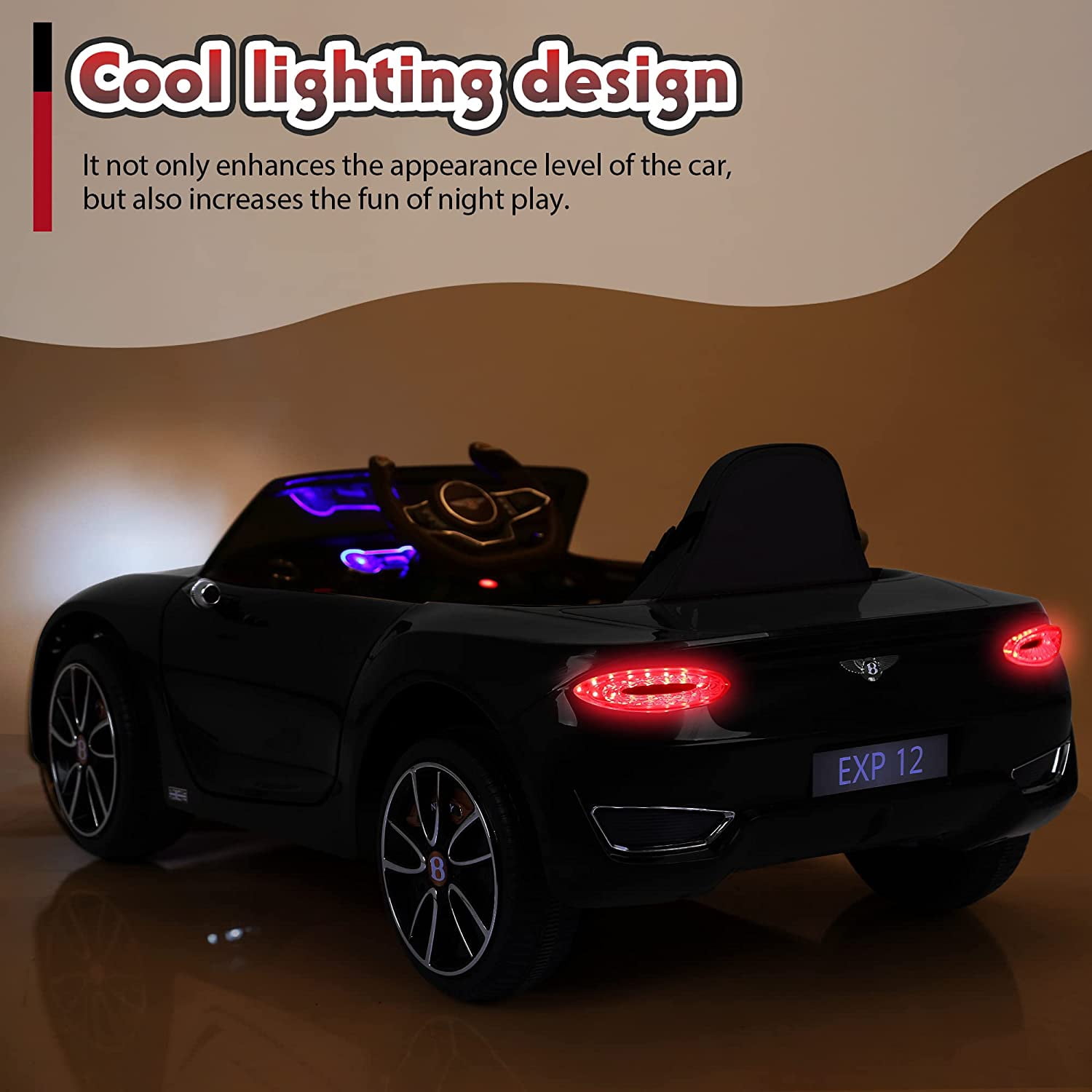 CIPACHO 12 V Electric Kid Ride On Car, Bentley Licensed Cars for Kids, Powered 4 Wheels Motorized Vehicles Children Toys, 2 Speeds, Black CIPACHO 12 V Electric Kid Ride On Car, Bentley Licensed Cars for Kids, Powered 4 Wheels Motorized Vehicles Children Toys, 2 Speeds, Black