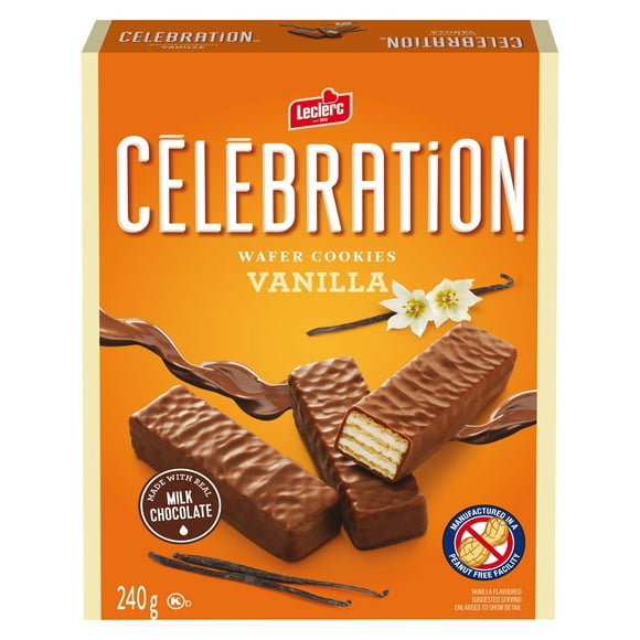 Biscuits-gaufrettes Célébration de Leclerc à la vanille 240 g/Biscuits Wafer en Boite