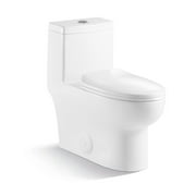 MEJE Elongated One Piece Toilet, Pocelain Ceramic Bowl with Comfort Seat ,White Finish 28.75 x 14 x 28 inches