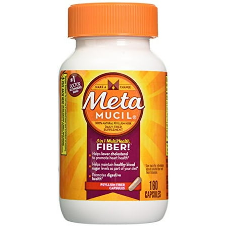 Metamucil 100% Natural Psyllium Fiber Capsules, 160 Count Bottle