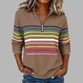 thumbnail image 2 of oqasdz Womens Sweatshirt Striped Print Half Zip Pullover Long Sleeve Fall Formal Business Top Versatile Casual Dailywear, 2 of 4