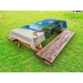 thumbnail image 1 of Landscape Outdoor Tablecloth, Exotic Botanic Island Near Seashore Palms Mountains Clear Open Sky Photo, Decorative Washable Fabric Picnic Tablecloth, 58 X 104 Inches, Blue Cream Green, by Ambesonne, 1 of 2