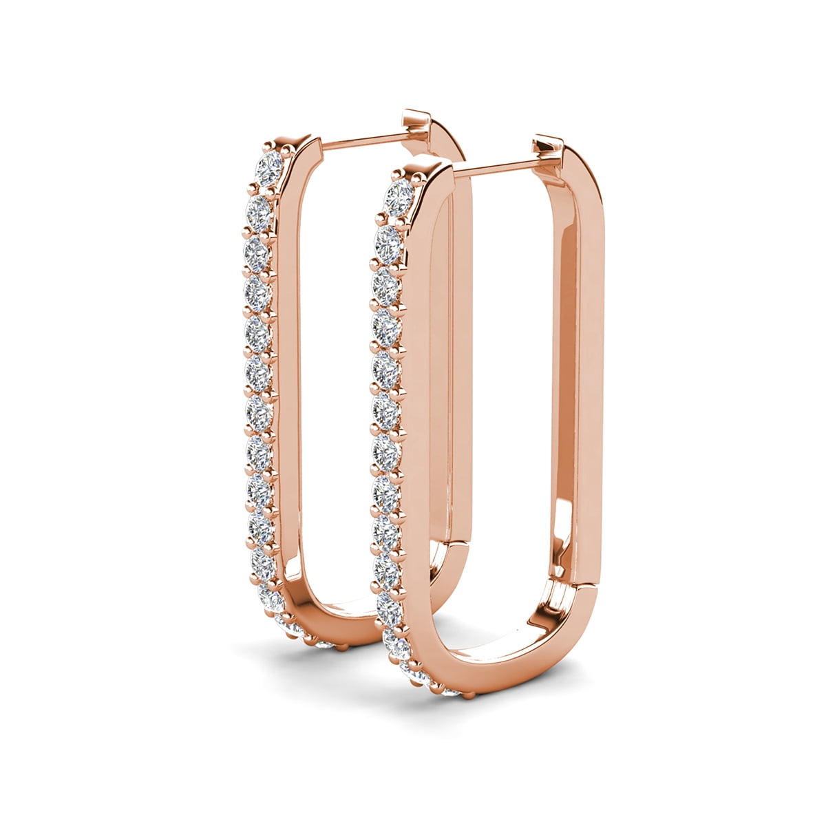 Cate & Chloe Nadia 18k Rose Gold Plated 24mm Hoop Earrings with Swarovski Crystals Gift for Women