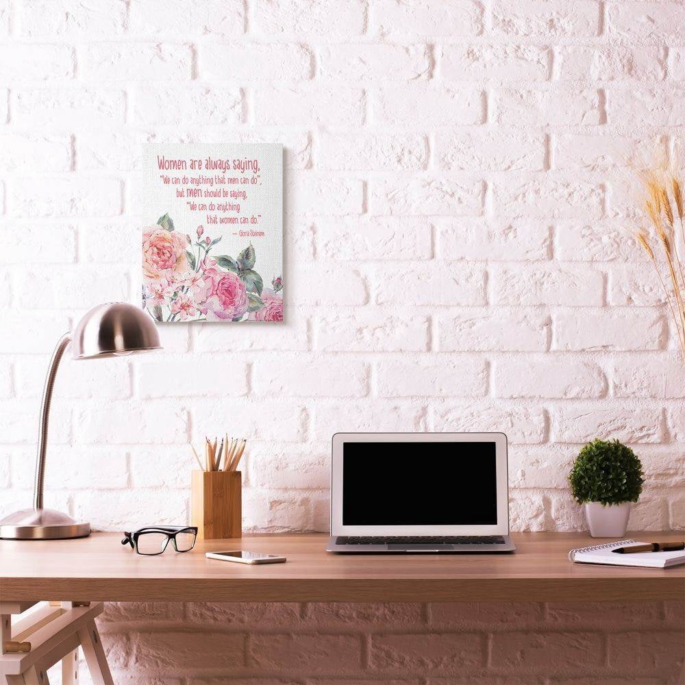Stupell Industries Woman Can Do Anything Flower Inspirational Word Design Canvas Wall Art by Jadei Graphics