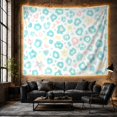 thumbnail image 6 of Turquoise Blooms Among Pink Rings and Yellow Stars, Whimsical Watercolor for Flower Lovers, Floral Wall Art, Mother'S Day Gift, Tapestry Wall Hanging for Bedroom and Studio, 6 of 7