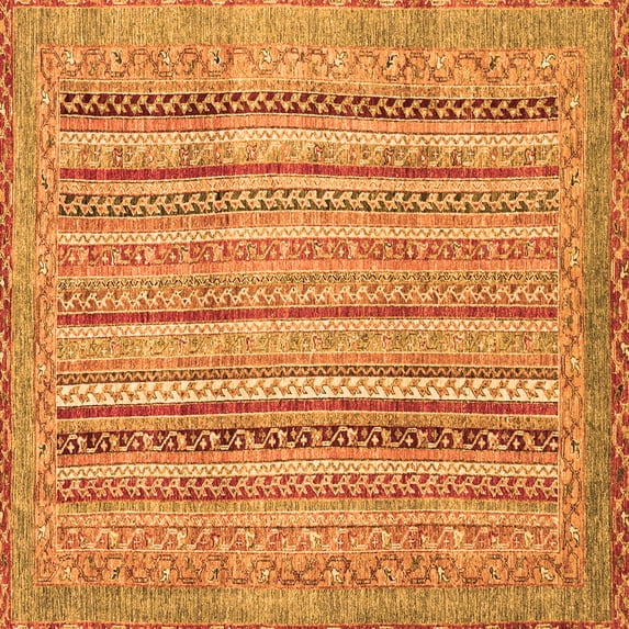 Ahgly Company Indoor Square Abstract Orange Modern Area Rugs, 8' Square