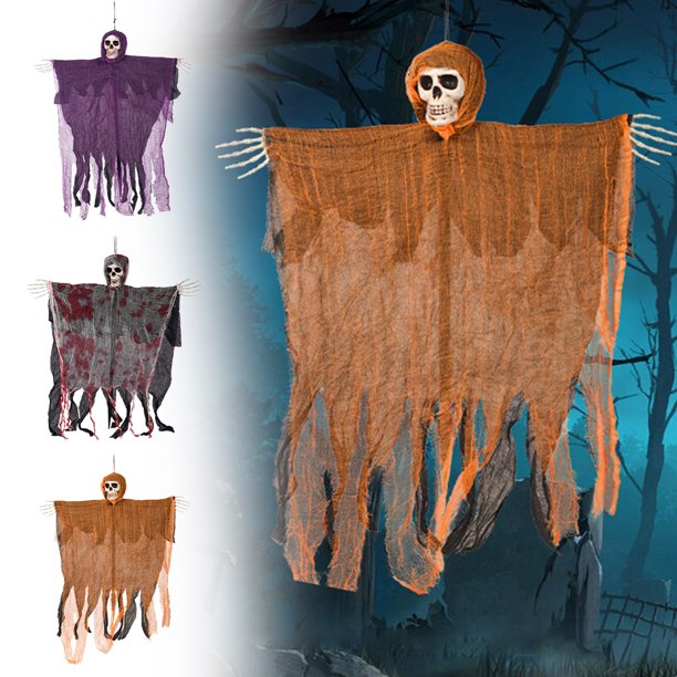 Precios Bajos Siempre, Juego de tres piezas de esqueleto colgante de Halloween, juego de enchufes para suelo colgantes, decoración de escena de tres colores, festival de fantasmas Akmoler