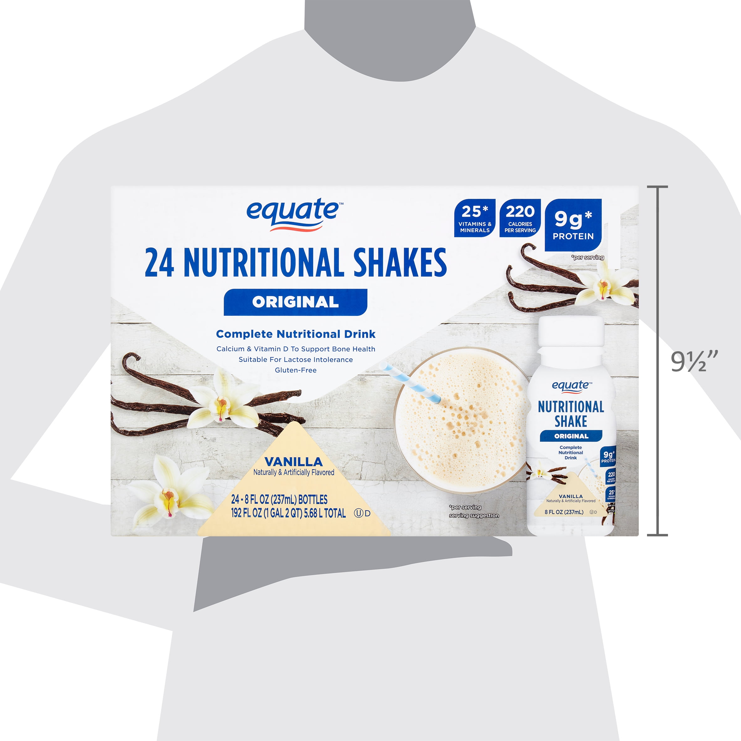 Equate Original Meal Replacement Nutritional Shakes, Vanilla, 8 fl oz, 24 Count