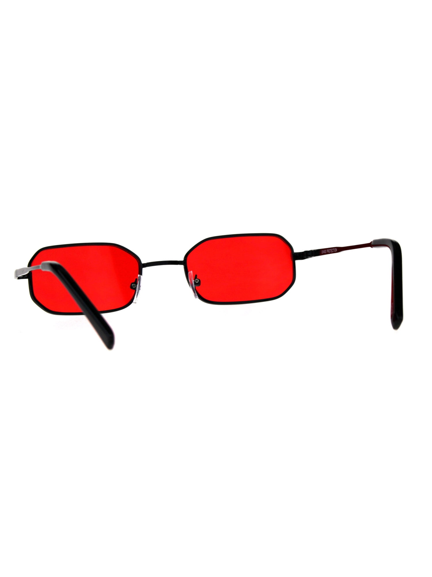 DOCTIST Trendy Rectangle Sunglasses for men Women Narrow Square Frame Shade  100% UV Blocking red