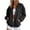 Black, variant on Women's Baseball Varsity Jacket Casual Fall Snap Button Down Cardigan Outwear Coat Lightweight Fashion School Bomber Jacket with Pockets