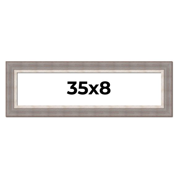 35x8 Frame Grey Real Wood Picture Frame Width 2.75 Inches | Interior Frame Depth 0.5 Inches | Linus
