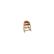 Winco Walnut Finish Wood High Chair Stackable with Safety Straps