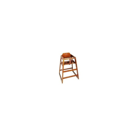 Winco Walnut Finish Wood High Chair Stackable with Safety Straps