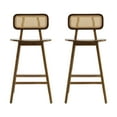 thumbnail image 3 of Bari Indoor Modern Rattan Back Wood Counter Stool, Walnut Finished,Set of 2, 3 of 12