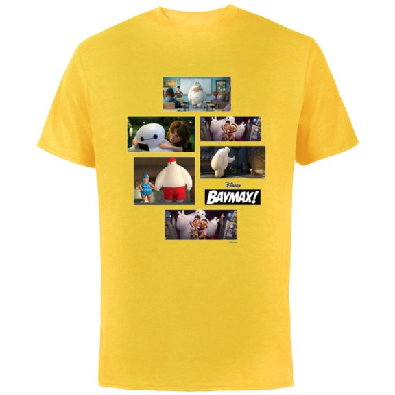 Disney Baymax! Series Scenes Big Hero 6 - Short Sleeve Cotton T-Shirt for Adults - Customized-Yellow