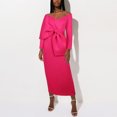 thumbnail image 1 of Birdeem Robe Longue à Manches Longues pour Femmes Mode Unie avec Nœud en V Taille Haute pour Fête, 1 of 1