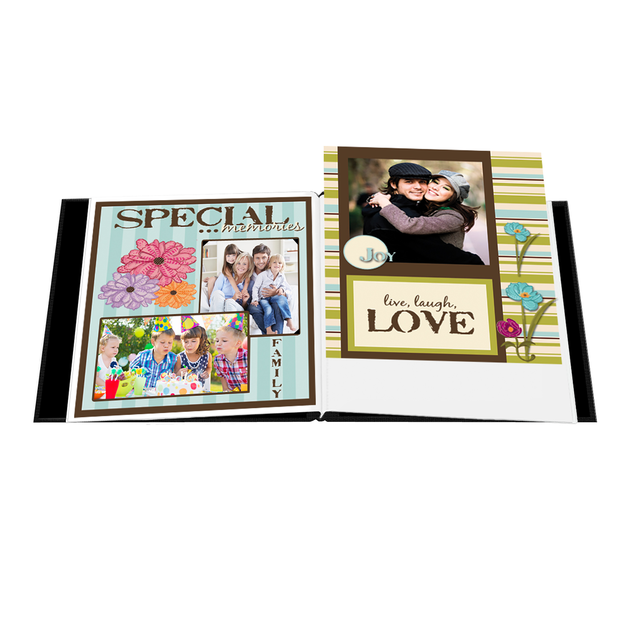 Pioneer Embroidered Leatherette Post Bound Album 12"X12" Live, Laugh & Love - Black - image 2 of 2