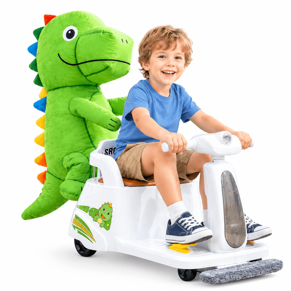 12V 2 in 1 Ride on Car, Remote COntrol Kids Electric Car Built‑in Mopping Bluetooth Music Light Function, Electric Car for Kids Ages 3-6