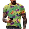 thumbnail image 2 of Resicozy Mardi Gras Shirts for Men Casual Funny Printed Shirt Fashion Round Neck Short Sleeve Pullover Tops 2026 Fluorescent Green 5XL, 2 of 6