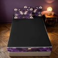 thumbnail image 4 of Homewish Girls Butterfly Zipper Queen Comforter Set with Fitted Sheet and 2 Pillowcases, Chic Floral Leaf Zipper Bedding Set, Black Reversible, 4 of 7
