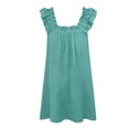thumbnail image 6 of Nfurl Sleeveless Nightgowns for Women Elegant Square Neck Ruffle Smocked Sleeveless Night Dress Casual Solid Color Sleepshirts Ladies Sleepwear Light Blue,M, 6 of 6