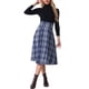 thumbnail image 2 of Falda Midi Vintage de Cuadros para Mujeres Inspire Chic con Cintura Alta Elástica L Azul Oscuro, 2 of 6