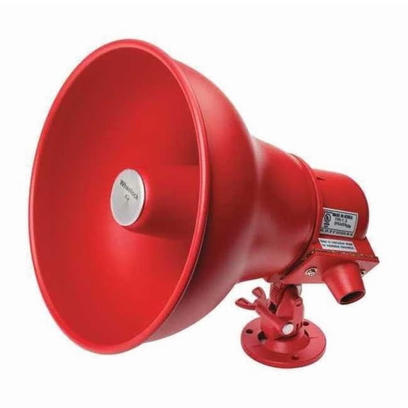 Horn, Fire Alarm, Continuous/Pulse, 25/70V, 93 to 102dB, Steel, Red, Wall Mount
