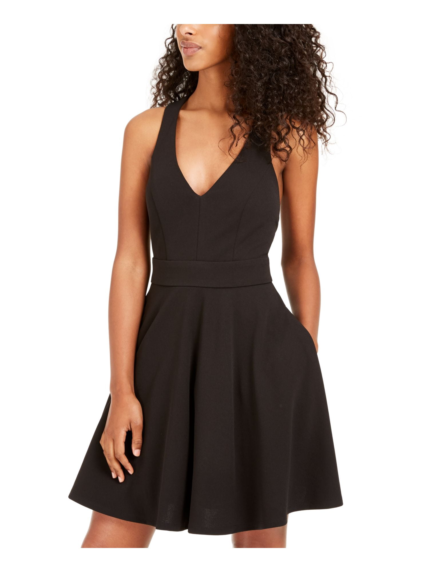 City Studio Womens Juniors Bow-Back Mini Halter Dress Black 5 - Walmart.com