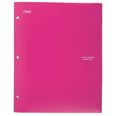 Five Star 2-Pocket Stay-Put Plastic Folder, Pink (33491)