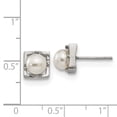 thumbnail image 3 of FB Jewels Stainless Steel Polished Simulated Pearl Square Post Earrings, 3 of 3
