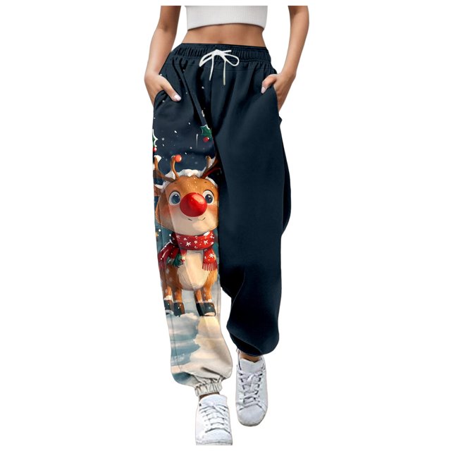 WEAIXIMIUNG Pantalons pour Femmes avec Poches Pantalons de Pâques pour Femmes