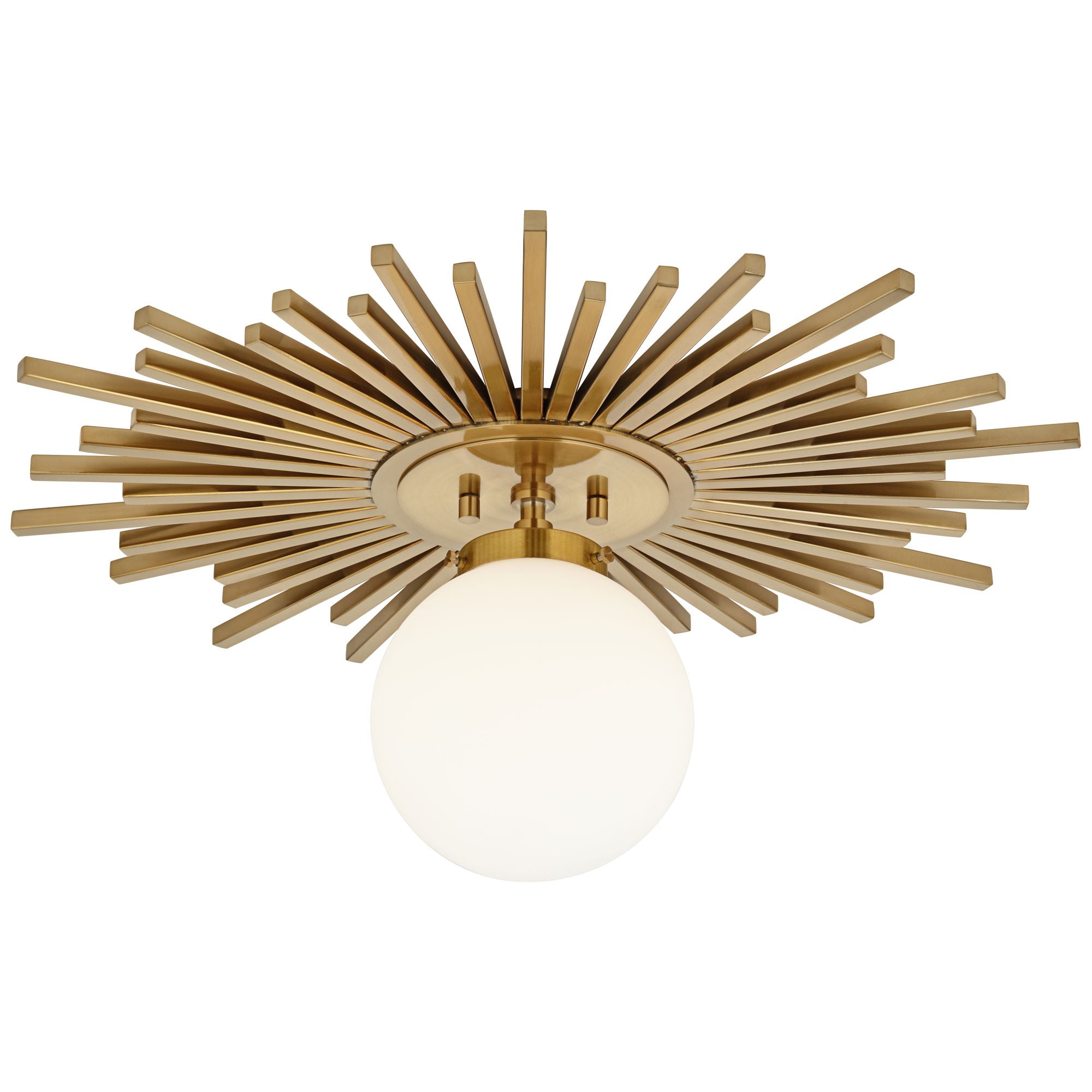 Possini Euro Design Hazel Modern Ceiling Light Semi Flush Mount Fixture 24" Wide Warm Brass White Globe Shade for Bedroom Kitchen Living Room Hallway