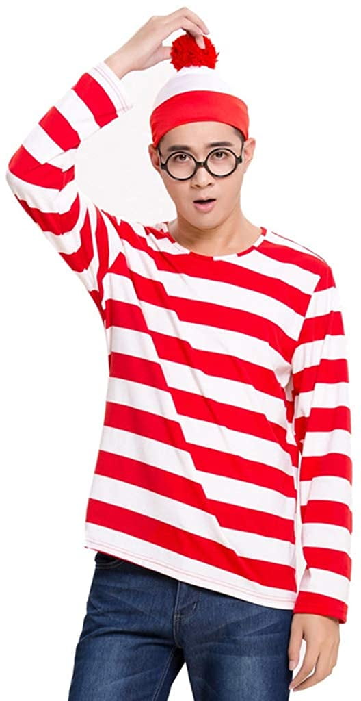 Adult Wheres Waldo Costume Red and 