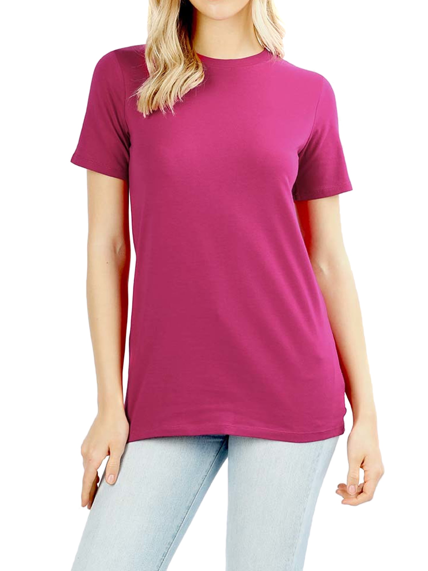 TheLovely - Women's Cotton Crew Neck Short Sleeve Relaxed Fit Basic Tee