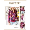 thumbnail image 3 of HOTAPEI Womens Shirts Casual Boho Abstract Print Lantern Long Sleeve Shirts Satin V Neck Blouses Tops, 3 of 6