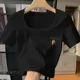 thumbnail image 2 of 2024 Nuevo estilo de camiseta de cuello cuadrado de manga corta con corte ajustado para mujer, versión coreana, primavera y verano, tendencia, 2 of 4