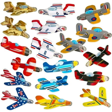 Bulk Pack of 72 Carnival Prizes and Foam Airplanes for Kids - Party Pack Individually Wrapped Flying Paper Planes - Assorted Designs - Foam Airplanes for Kids Party and Pinata Filler
