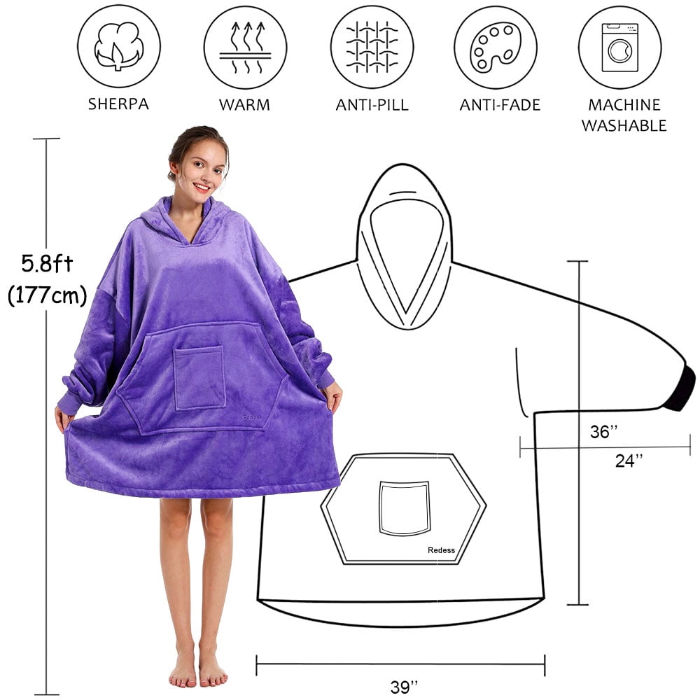 REDESS Wearable Blanket Hoodie, Oversized Blanket Hoodie Sweatshirt for Adults Women Men