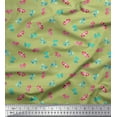 thumbnail image 1 of Soimoi Green Modal Satin Fabric Bow & Stripe Print Fabric by the Yard 42 Inch Wide, 1 of 5