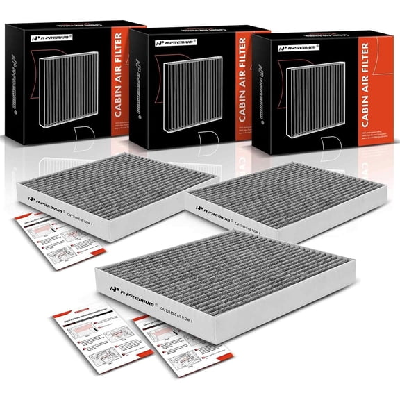 A-Premium 3-PC Cabin Air Filter with Activated Carbon Compatible with Hyundai & Kia - Kona 18-22, Tucson 16-21, Veloster 19-21, Venue 20-23, Seltos 21-23, Soul 20-23, Sportage 17-22