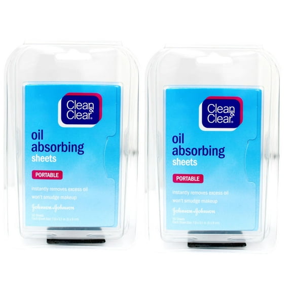CLEAN & CLEAR Oil Absorbing Sheets 50 Each (Pack of 2)